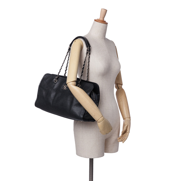 Pre-Loved Chanel Perforated Calfskin Up In The Air East West Tote - Picture 11 of 11